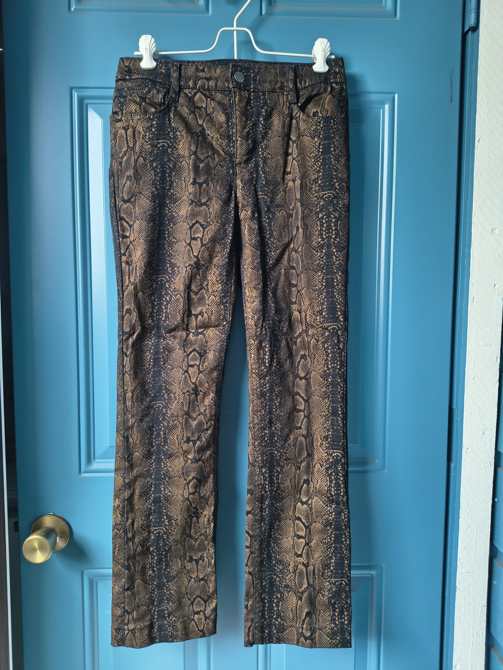 Jones New York Brown and Black Snake-Print Boot Cut Pants
